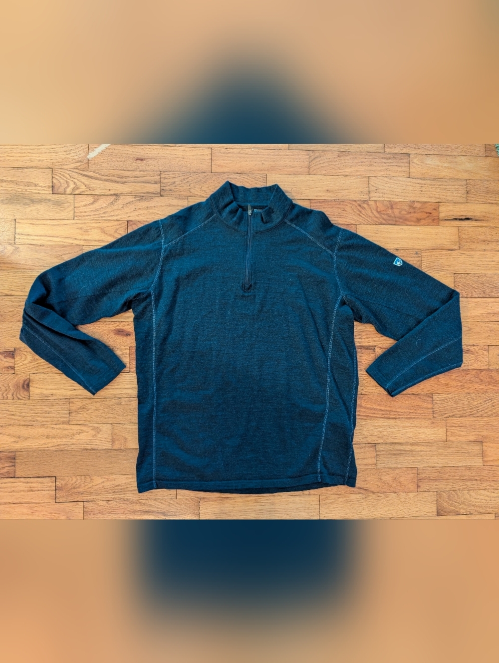 Kuhl Mens 1/4 Zip Pullover Medium Navy Blue 100% Merino Wool Sweater